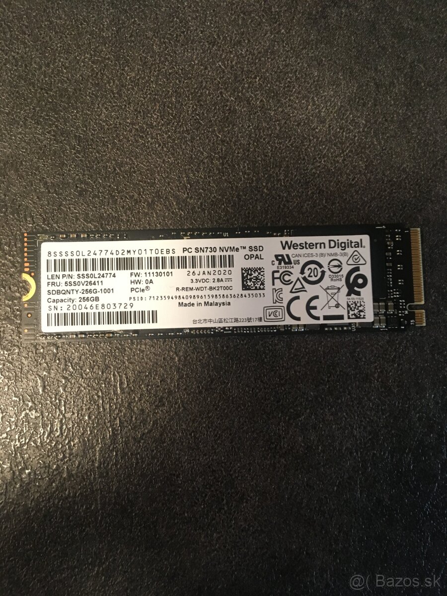 Predám Western Digital SSD NVme 256 GB