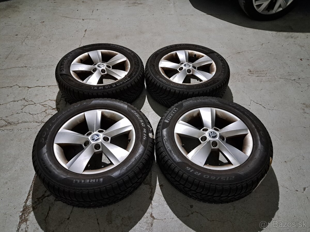 Predam Original Skoda 5x112 R16 a zimne pneu