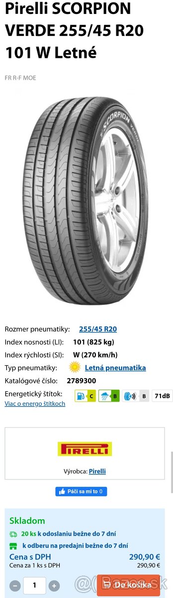 Pirelli Scorpion verde 255/45 r20 letne