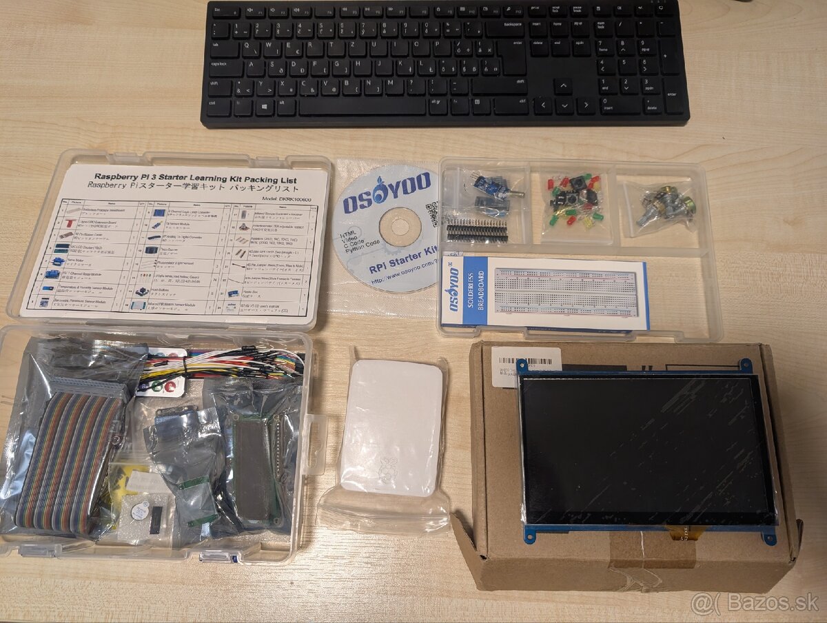 Raspberry pi štartér Kit + 7" dotykový displej + krabička