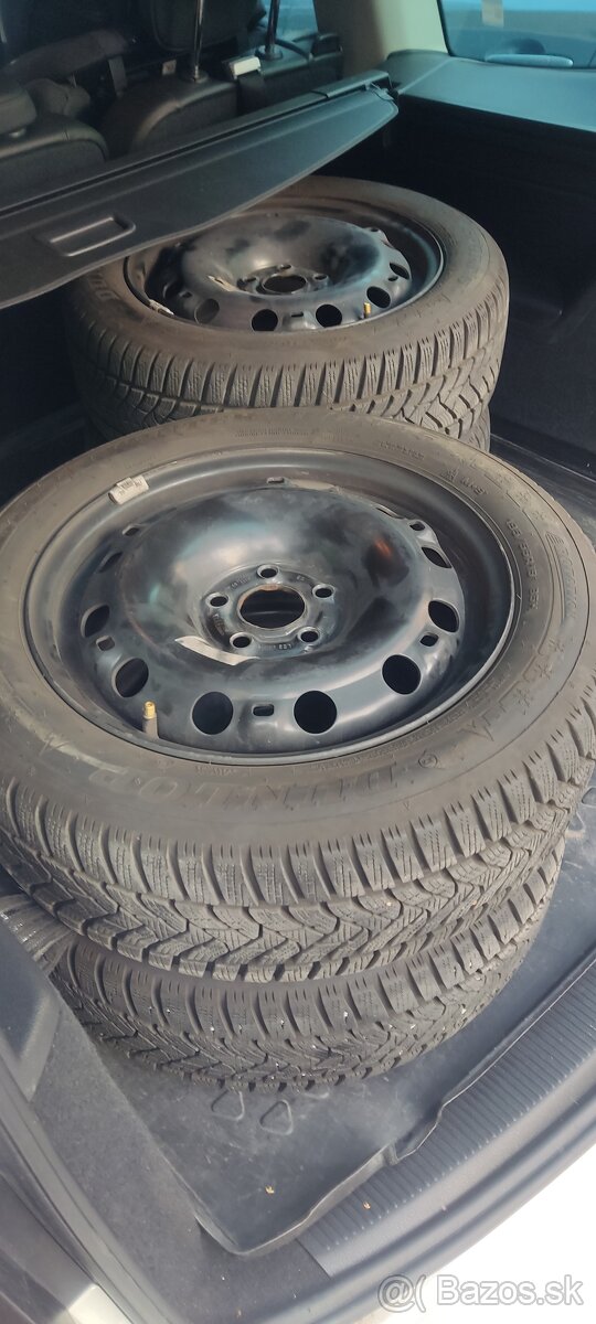 Predám plechové disky + zimné gumy 5x100 195/55 r15