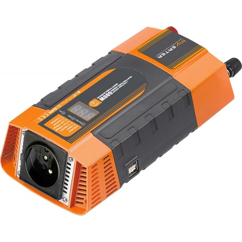 Menič napätia, invertor CARSPA s displejom 12/230V 600/1200W