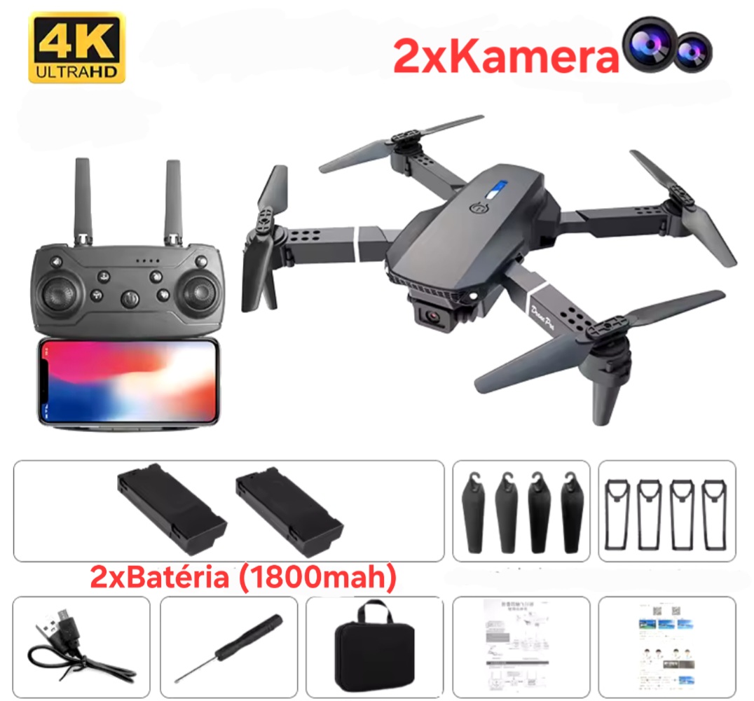 Dron:2xBatéria(1800mah):2xKamera-4k