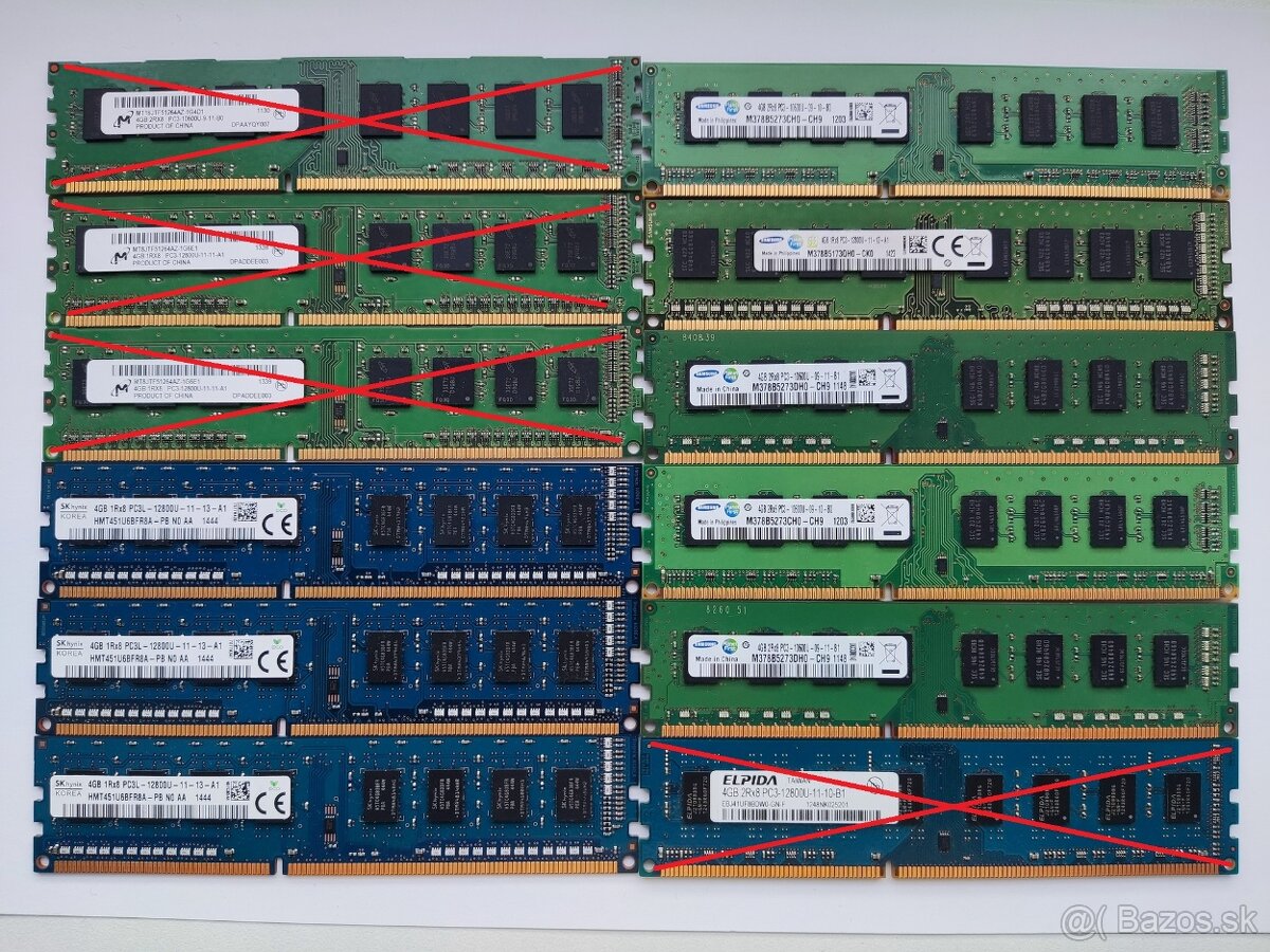 Predám rôzne RAM moduly do PC