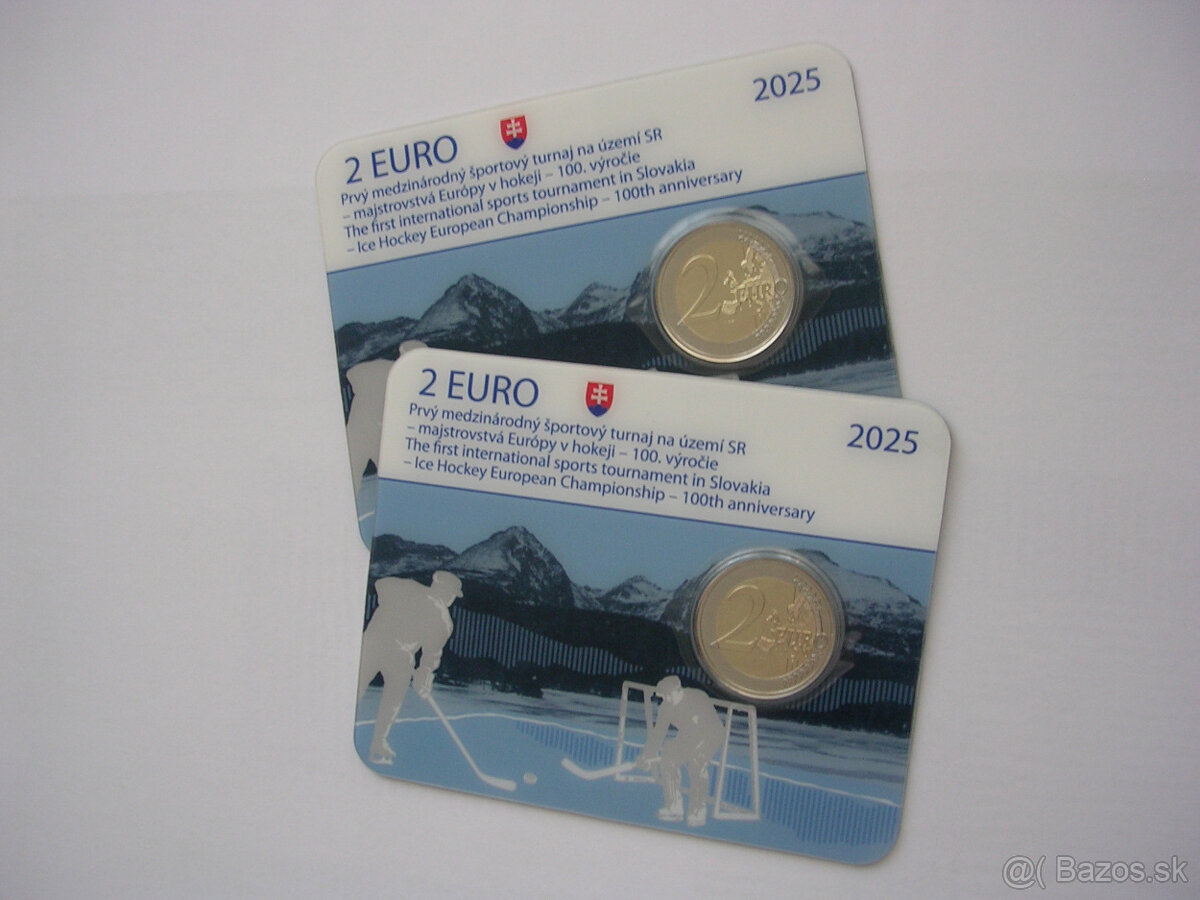 2€ Coincard 2025 Majstrovstvá Európy v hokeji - 100. výročie