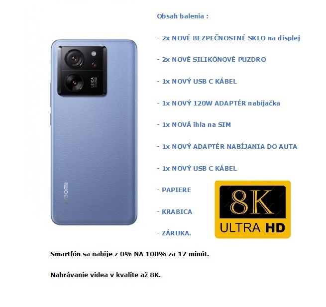 Predám nový XIAOMI 13T PRO 12GB/512GB ALPINE BLUE : ZÁRUKA