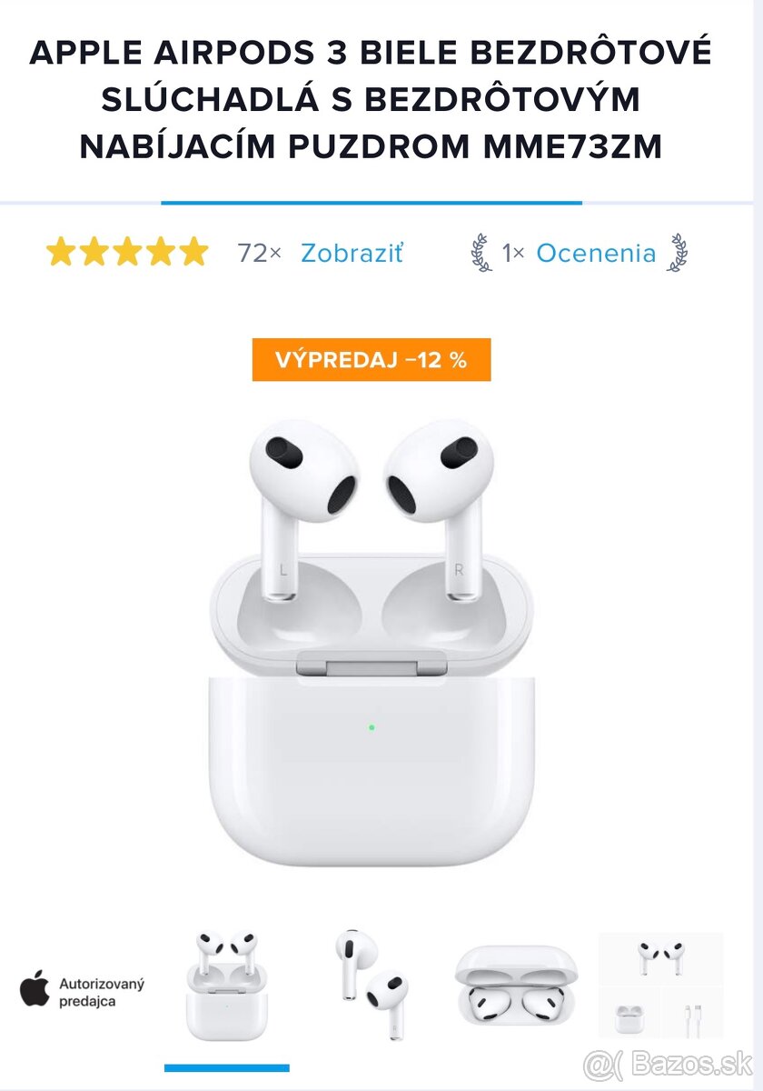 APPLE AIRPODS 3 BIELE