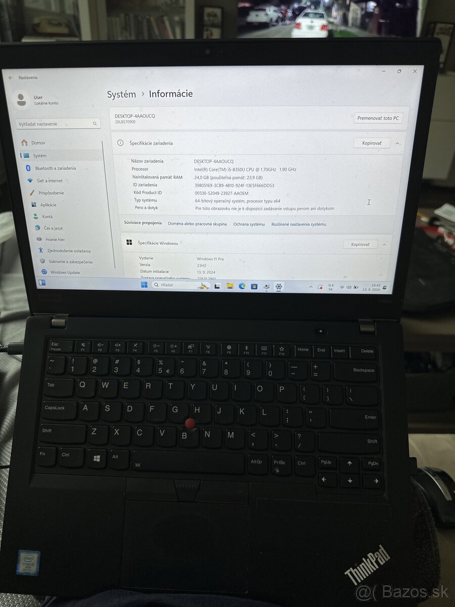 Lenovo t480s I5, 24GB ram, 512HDD