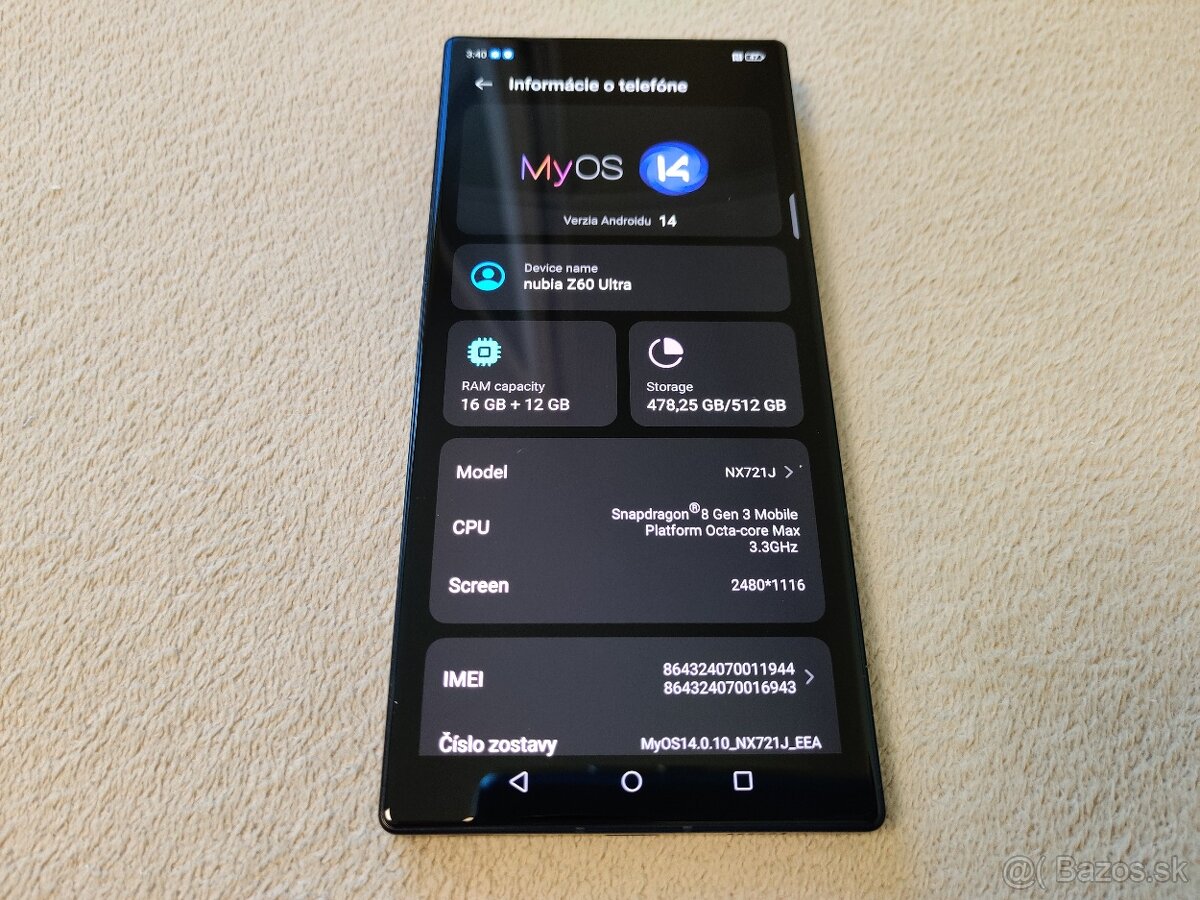 ZTE Nubia Z60 Ultra.  16gb+12gb/512gb.  Čierna metalíza.