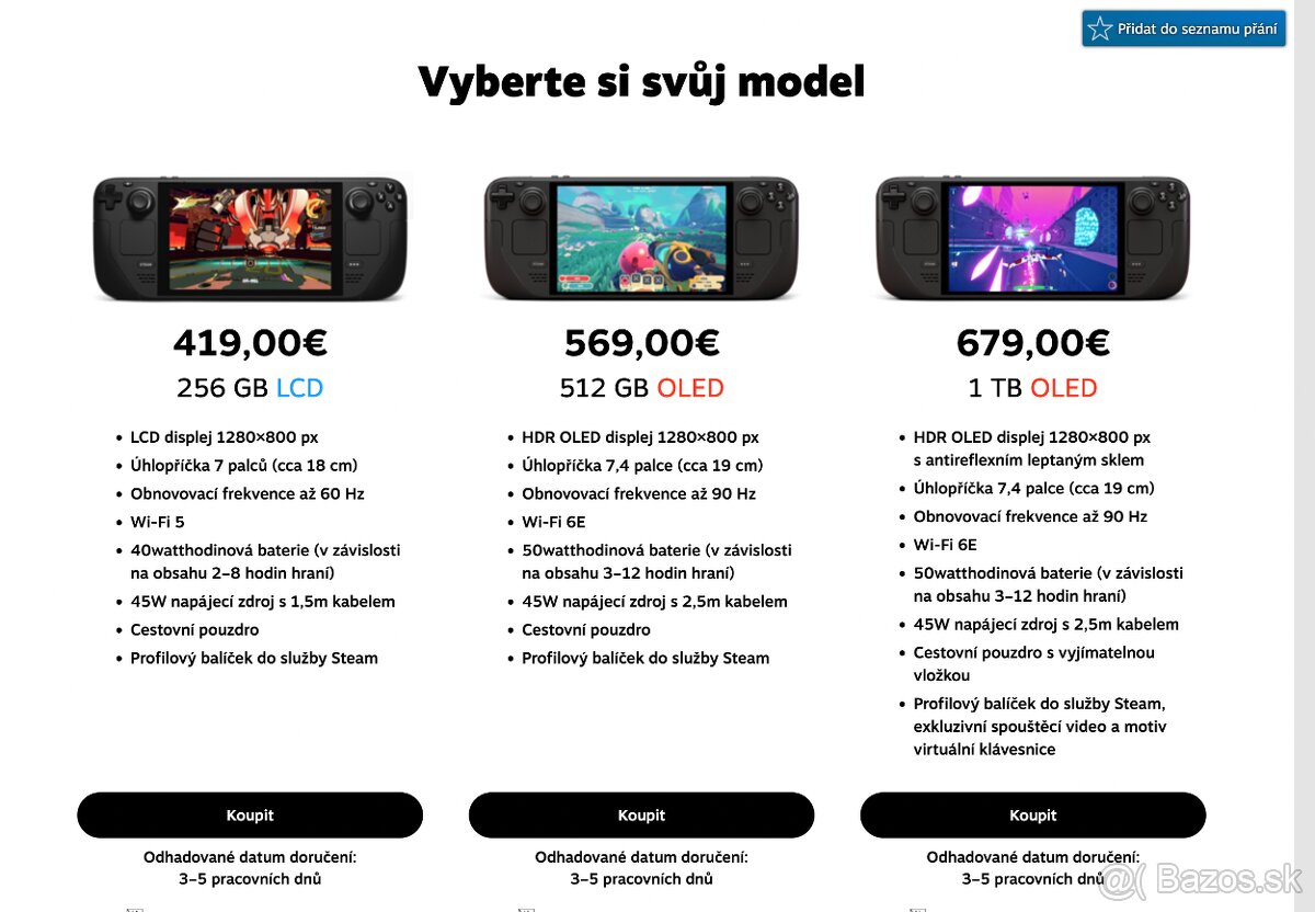 Steam Deck OLED - 512GB/1TB Nový, nerozbalený + záruka