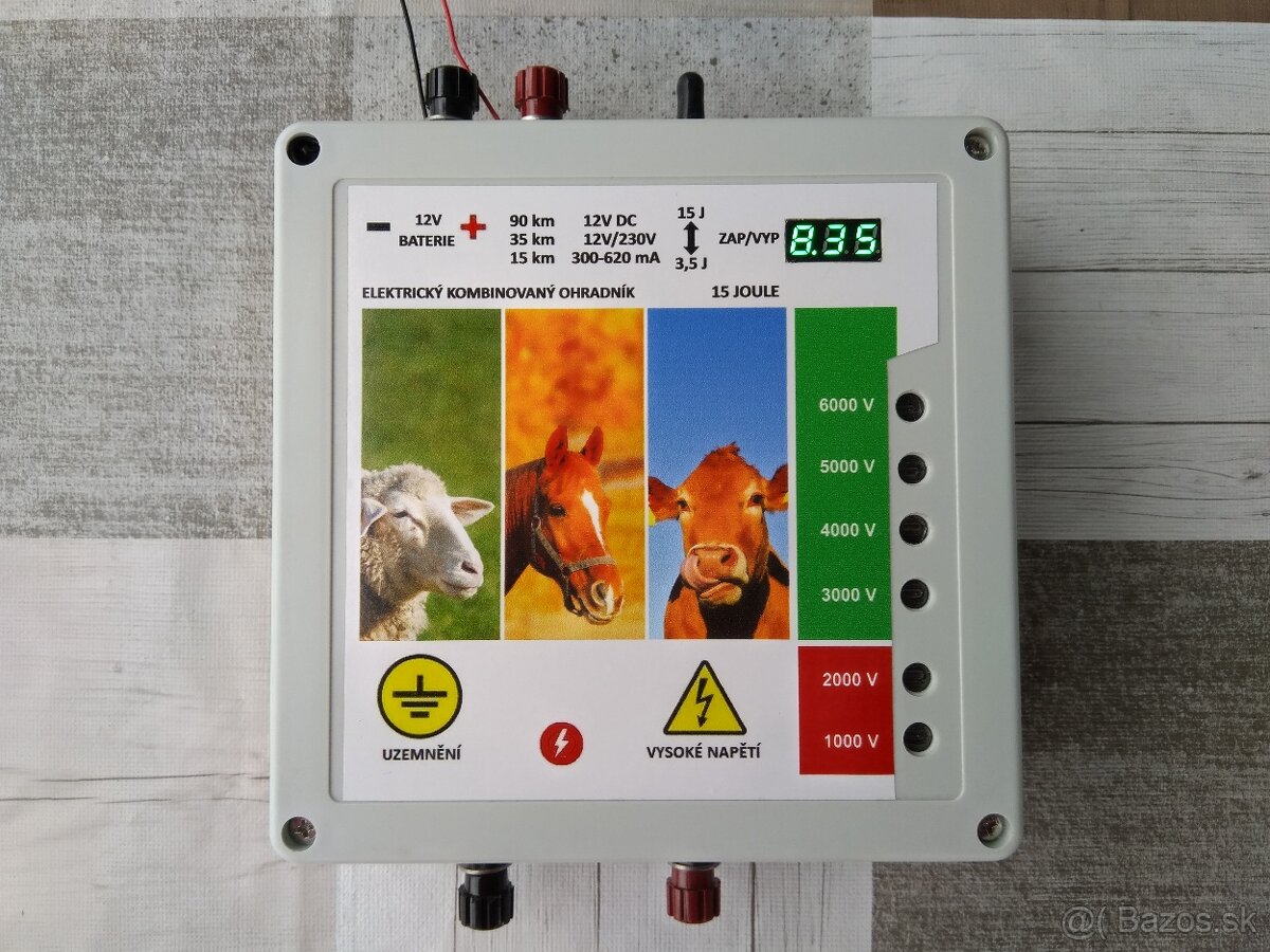 Elektrický ohradník - oplotok KOMBI, SOLÁR 12V/230V 15J