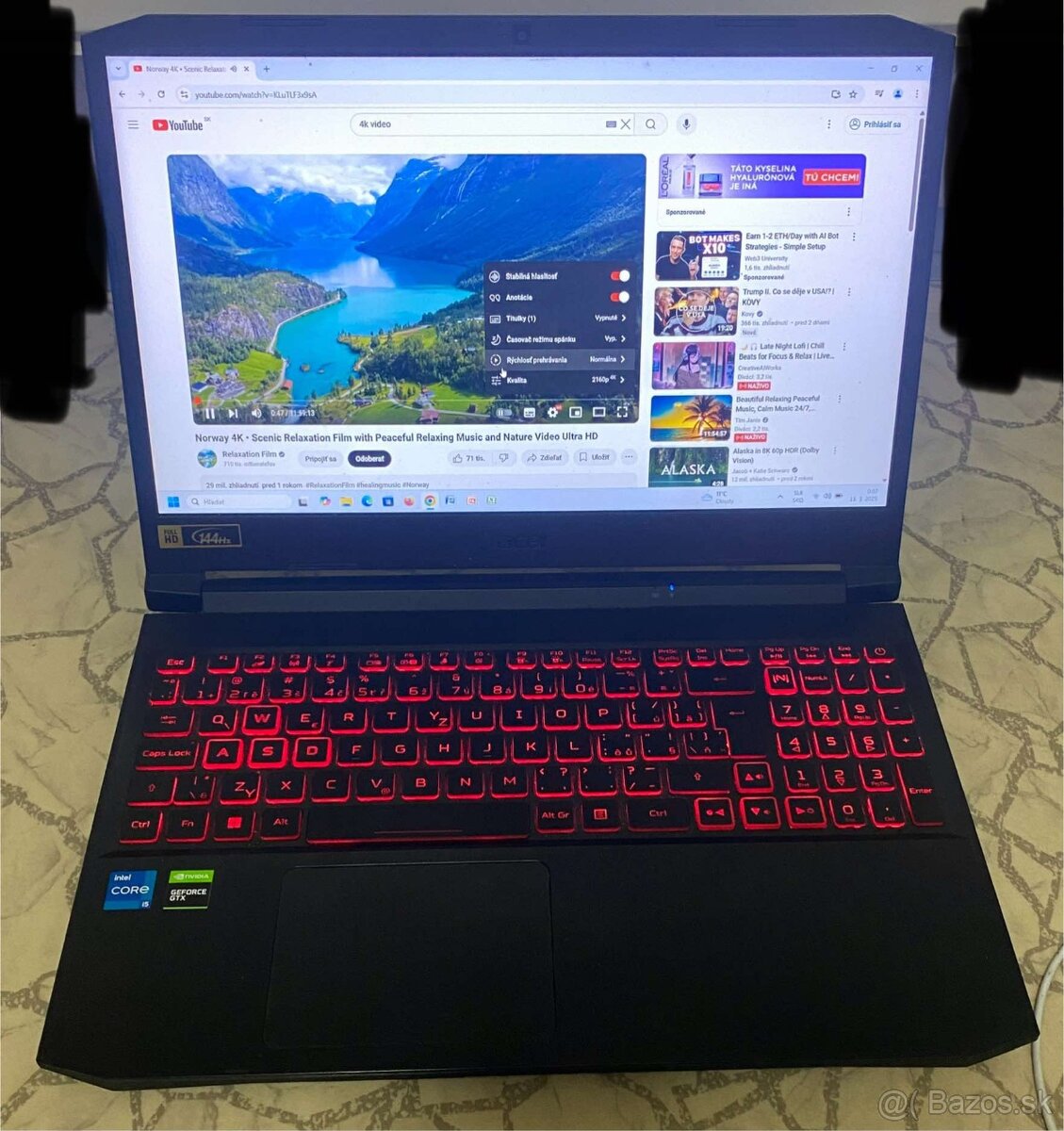 Predám herni notebook acer nitro 5 n20c1 i5 11 gen 16 gb ram