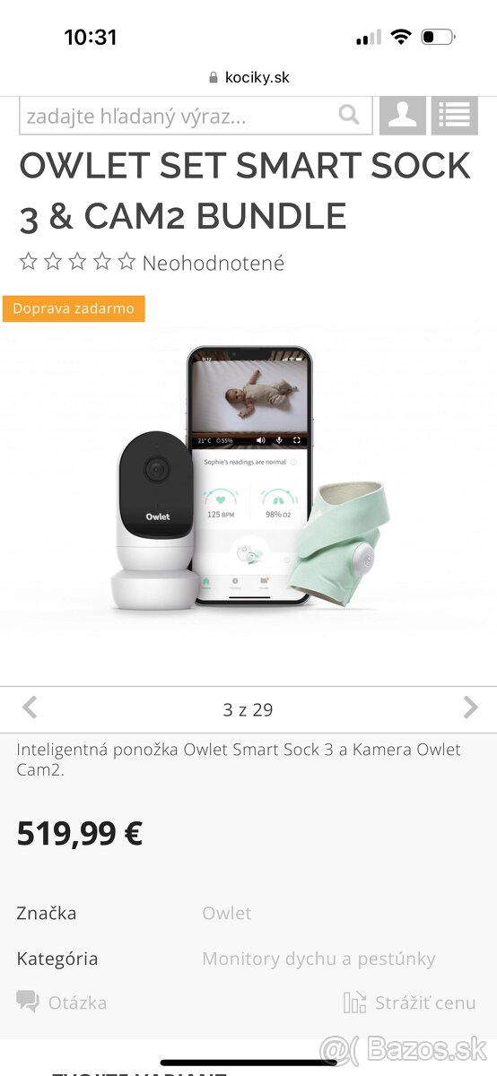 Baby monitor OWLET SET SMART SOCK 3 & CAM2 BUNDLE