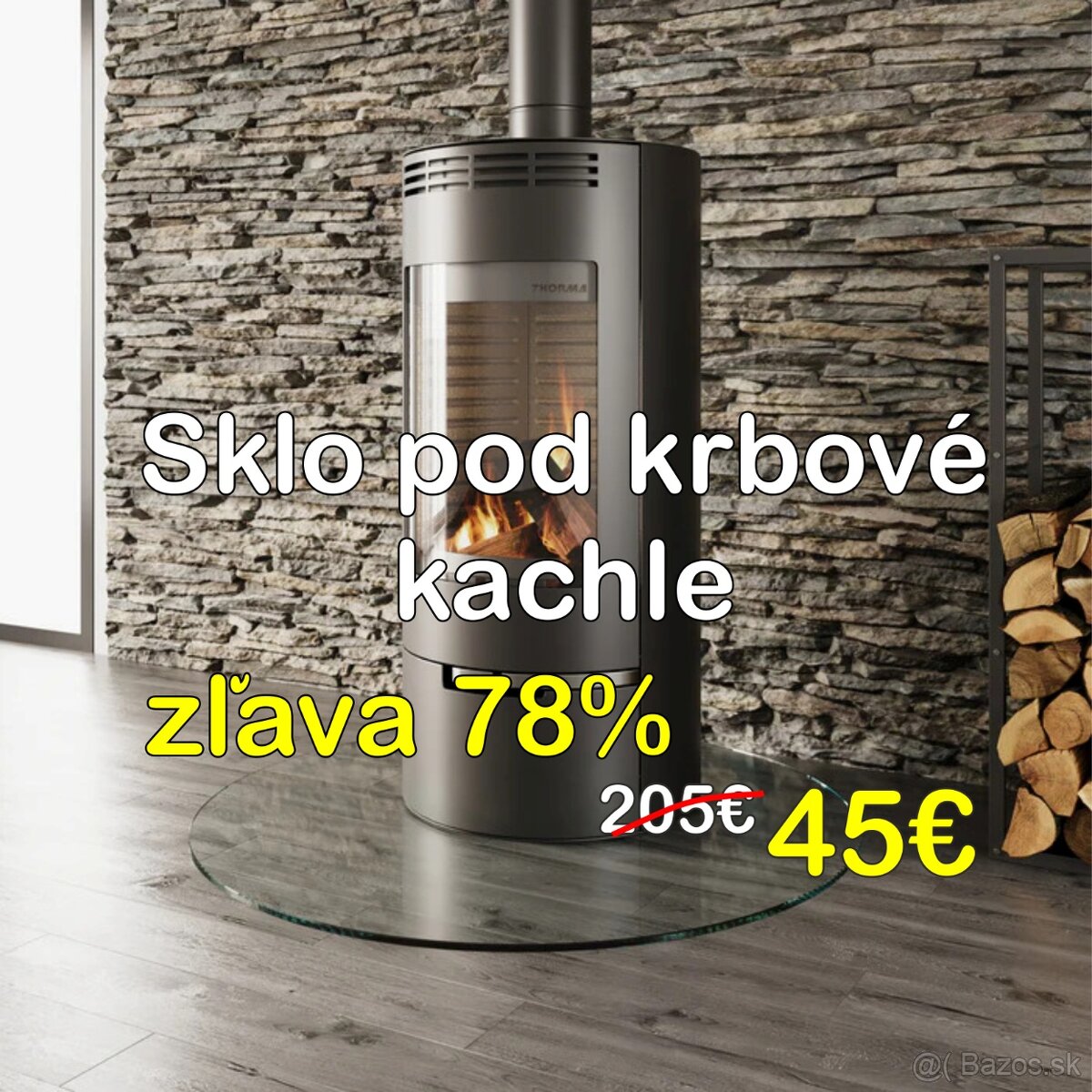 Nové sklo pod krb, kachle ZĽAVA 78%. Nákupná cena 205€