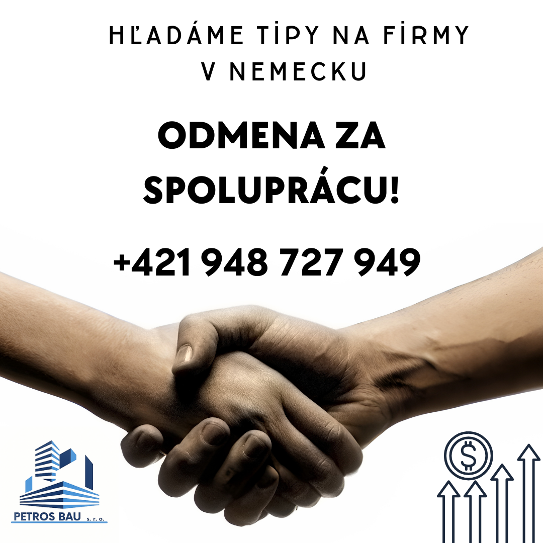 Hľadáme tipy na firmy v Nemecku – Odmena za spoluprácu