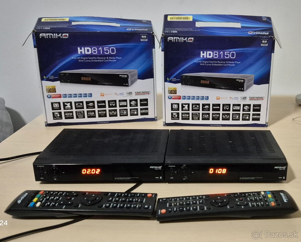 2x Digitálny satelitný prijímač  Amiko HD8150