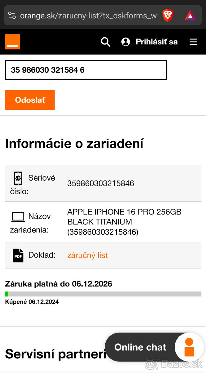 iPhone 16 Pro, 256GB Čierny titán