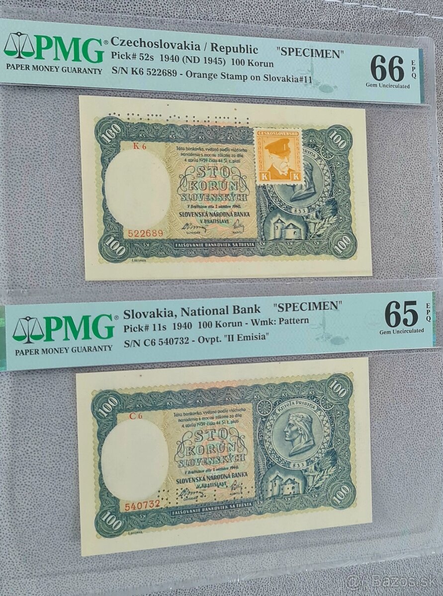 PMG 66/65 , 100 koruny 1940 [ND1945- TOP POP]