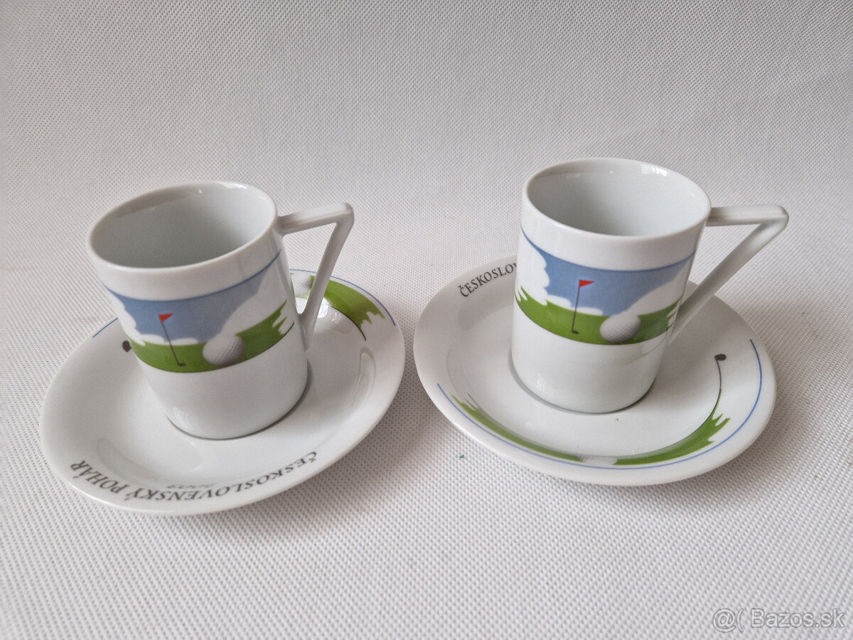 2x Šálek s podšálkem golf Československý pohár Thun porcelán