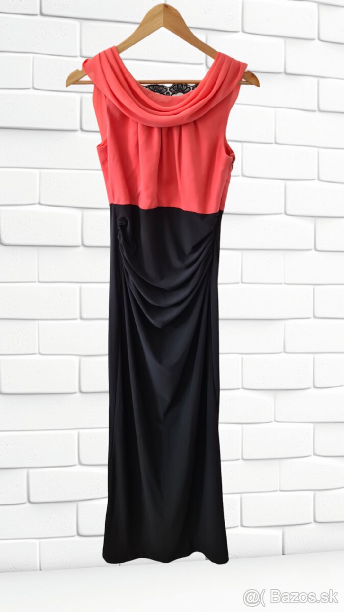 Čierno-lososové šaty s čipkou