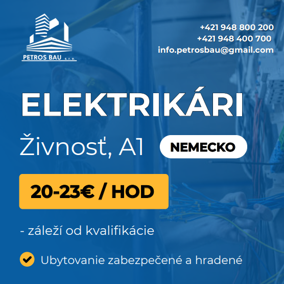 Hľadáme elektrikárov Nemecko 2025