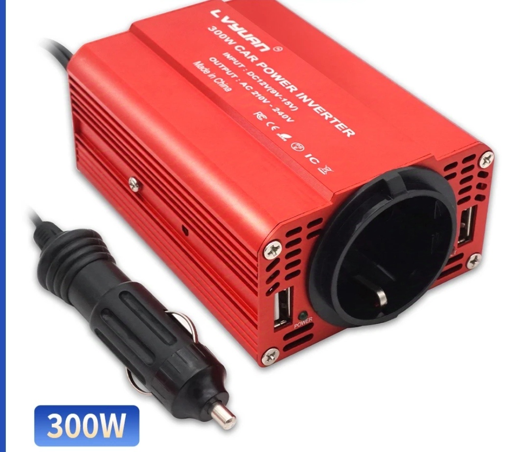 Auto Power Invertor 300W DC 12V To AC 110V 220V 3.1A Dual US