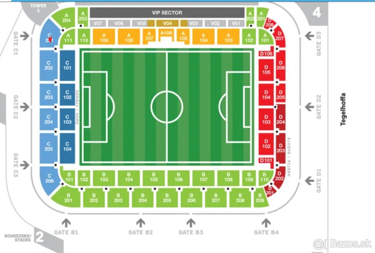 Slovan vs Stuttgart LM 2 lístky vedľa seba spolu za 99 eur