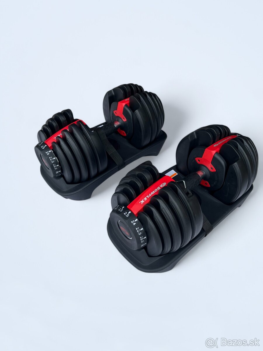 Činky Bowflex 2ks 552 nastavitelné označenie v kilogramoch