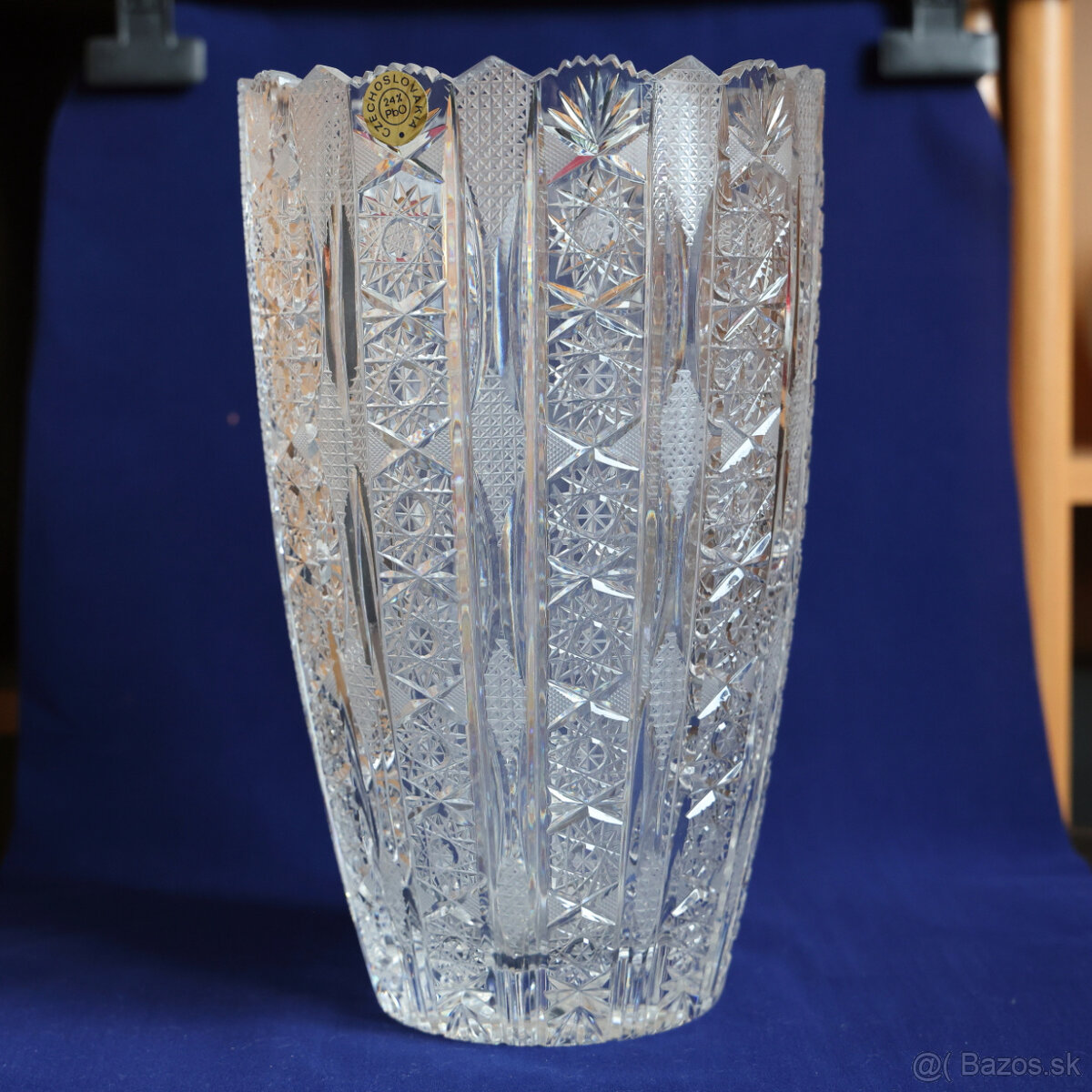 Váza 25 cm, nová, Crystal Bohemia, ručne brúsená