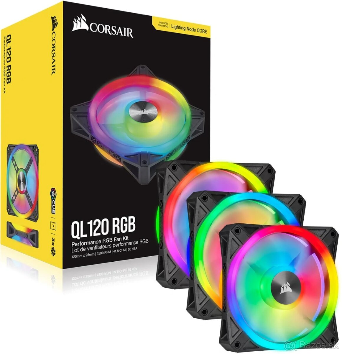 Corsair QL120 RGB 120 mm PWM Triple Fan + Lighting Node CORE