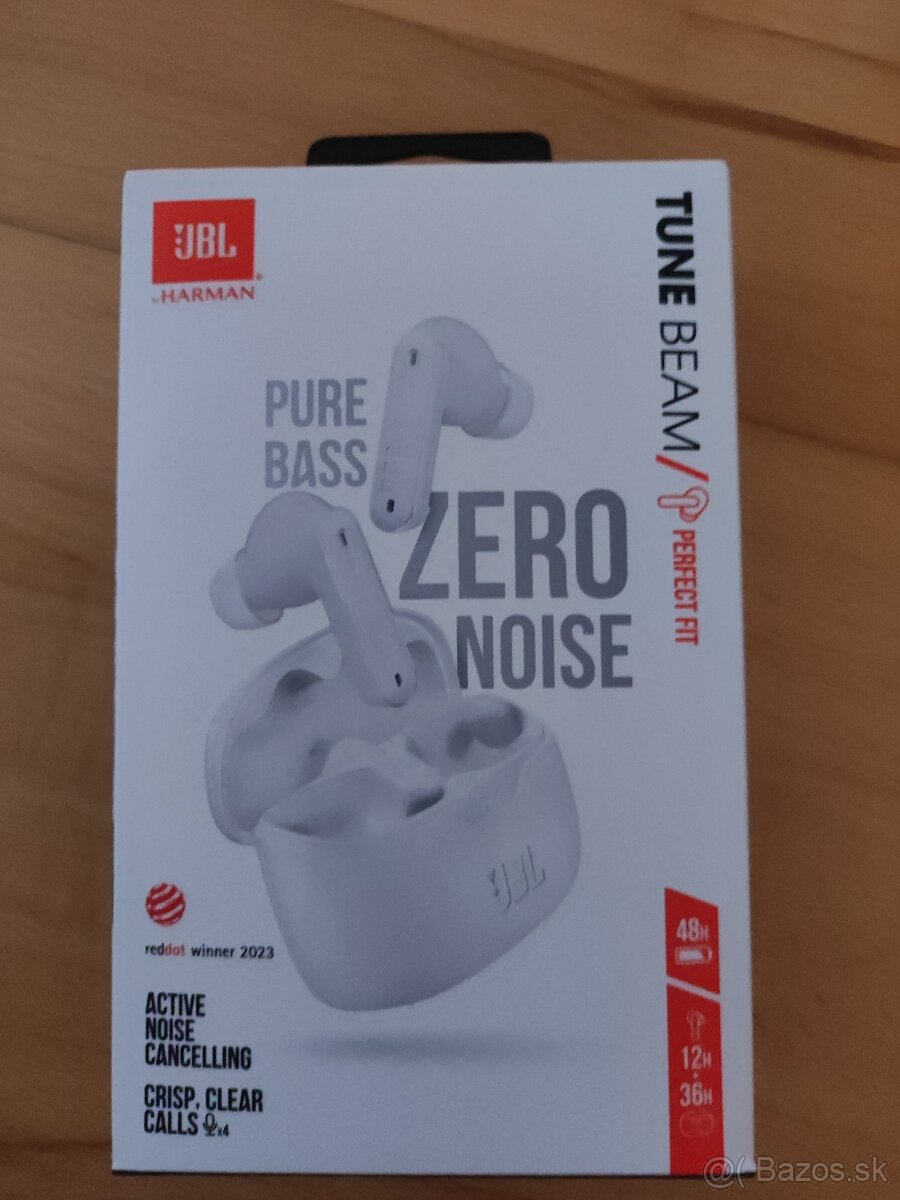 Bezdrotove sluchadla JBL Tune Beam Pure Bass. Zero Noise