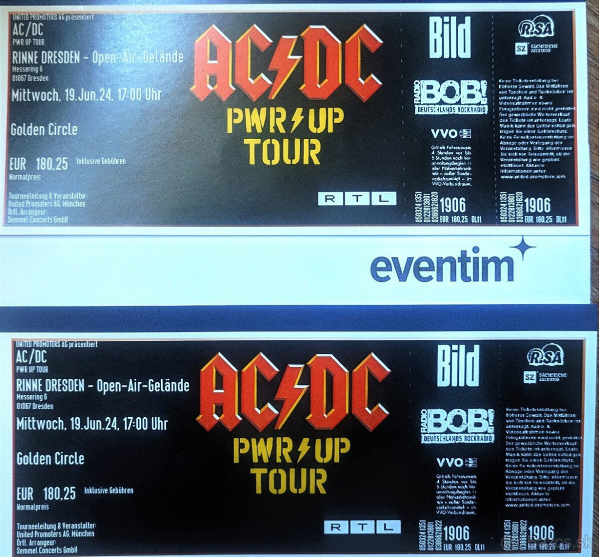 ACDC Drážďany 19.6.2024 - Golden circle (u podia) - SLEVA