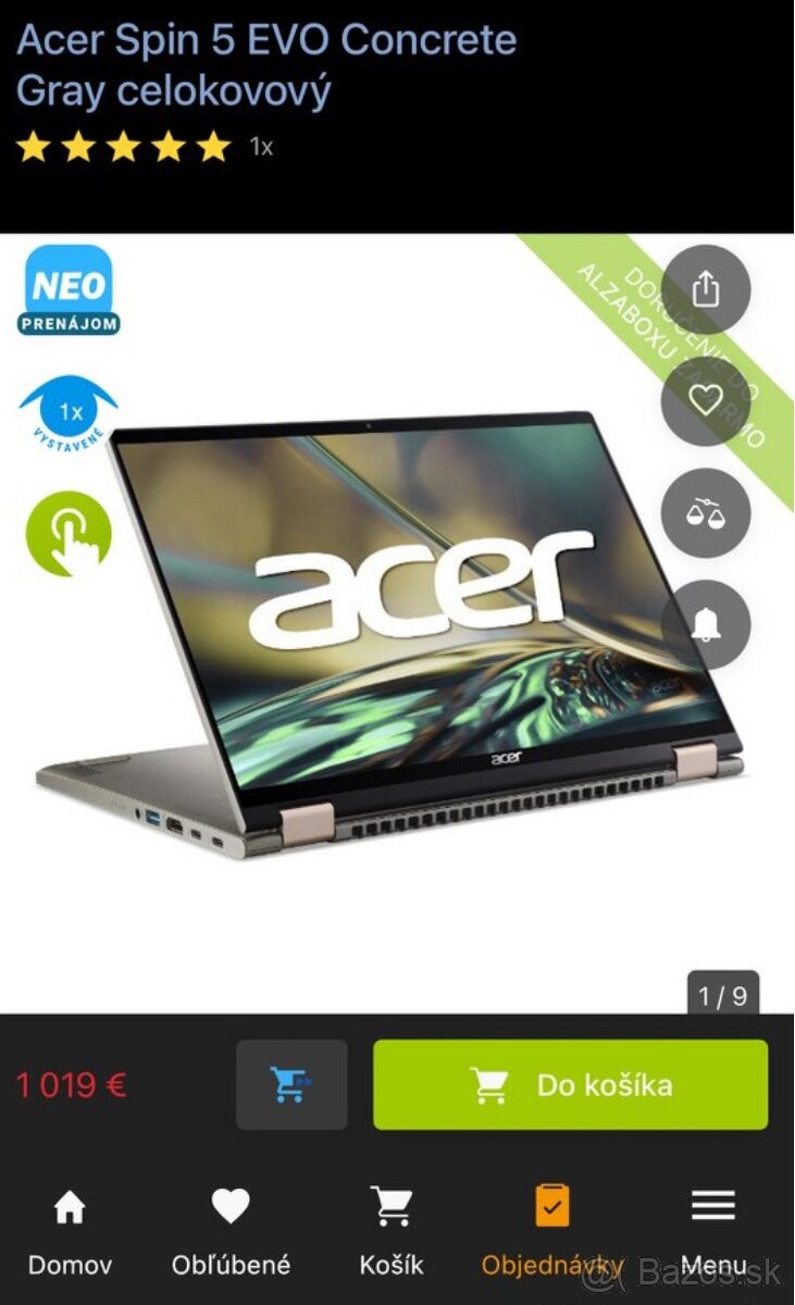 Acer Spin 5 EVO Concrete Gray Notebook