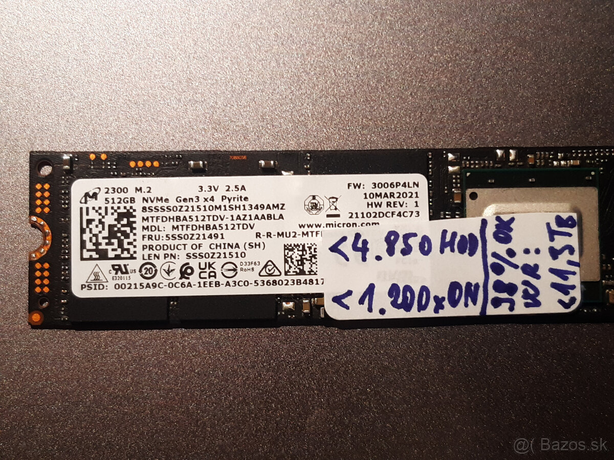 SSD 512GB MICRON 2300 M.2 PCIe NVMe 2280 80mm