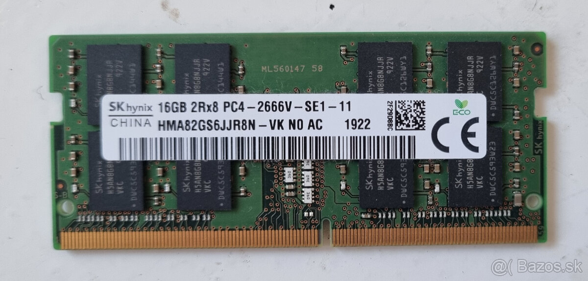 RAM do notebookov DELL 16 GB 2Rx8 PC4 - 2666V SE1 11