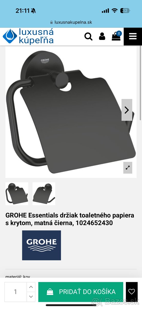 GROHE Essentials držiak toaletného papiera s krytom, čierna