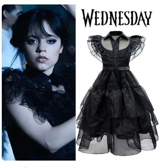 plesové šaty kostým maska Wednesday Addams Familly rôzne veľ