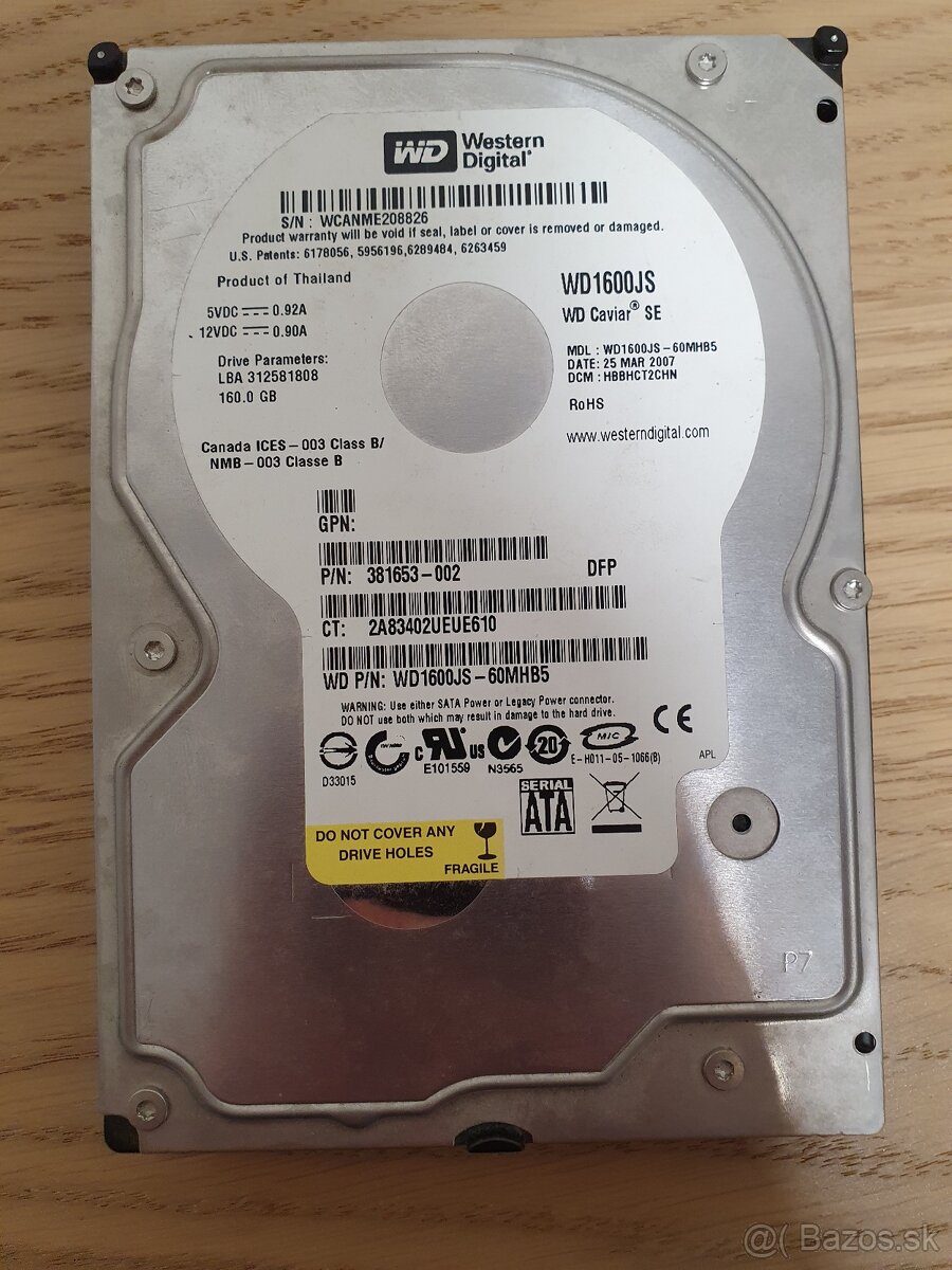 WD HDD SATA 160GB