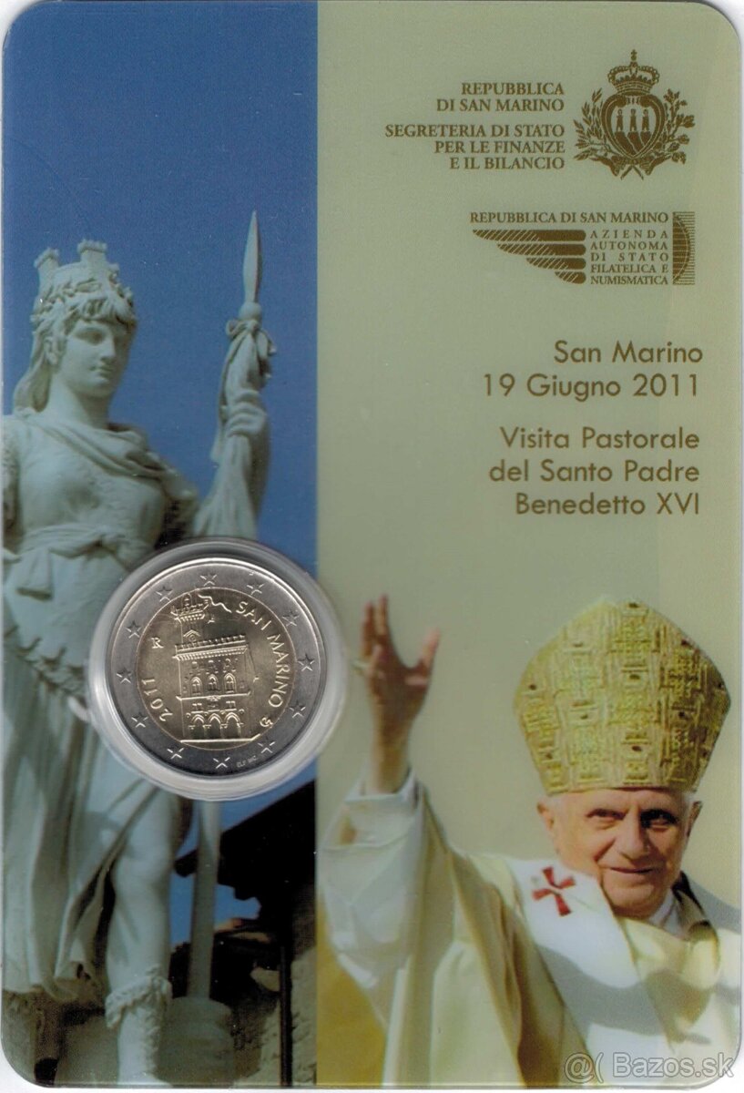 San Marino 2 euro 2011 papez Benedikt CoinCard
