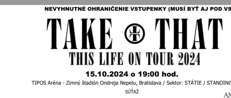 Take That Koncert Lístky na Stánie