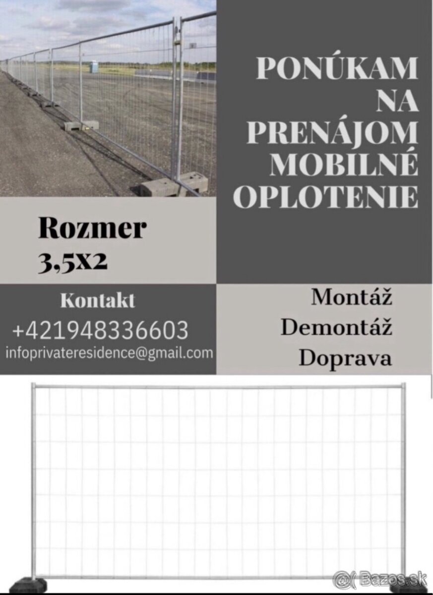 Požičovňa mobilného oplotenia