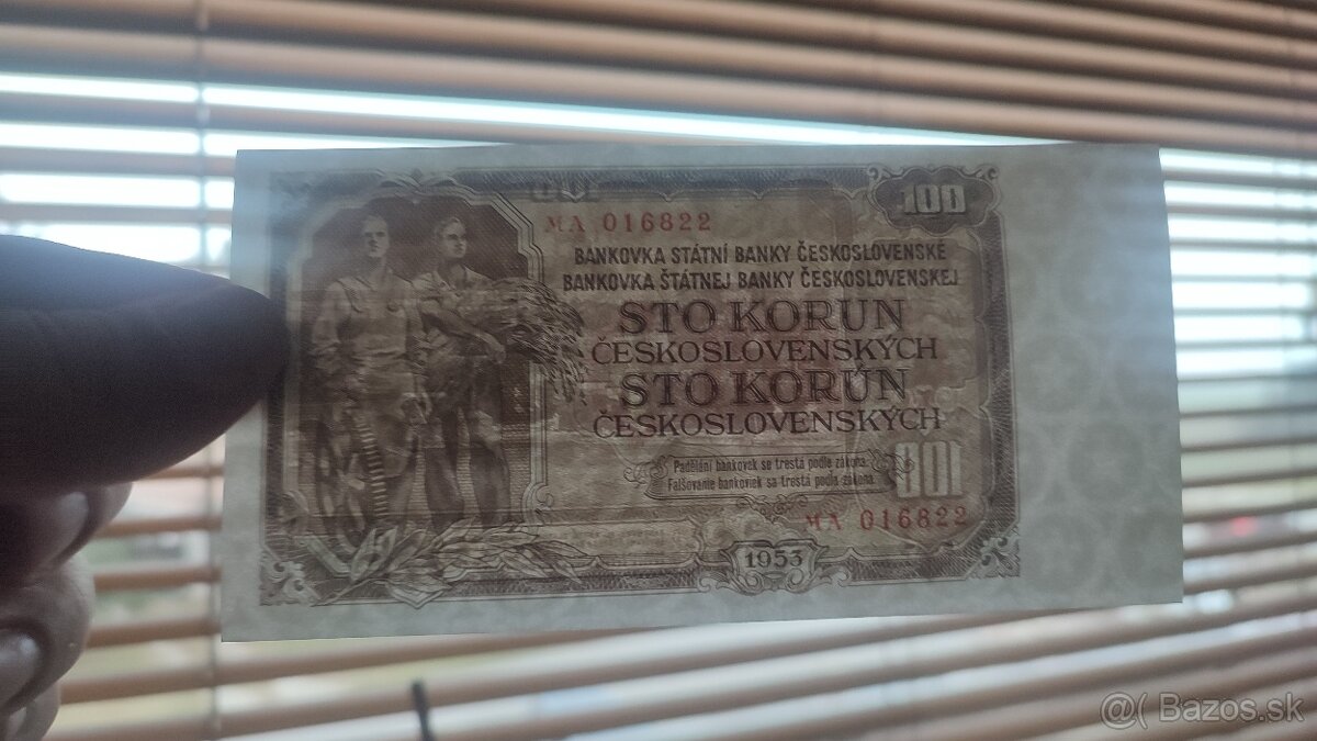 100 koruna z roku 1953