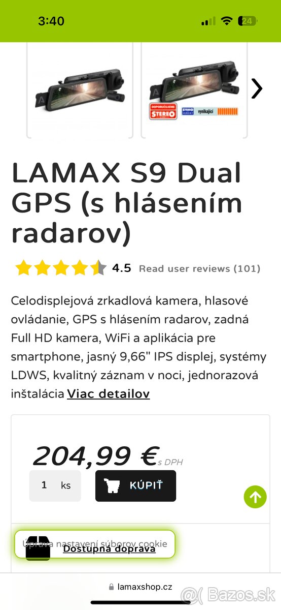 Autokamera Lamax s9 dual GPS - radar