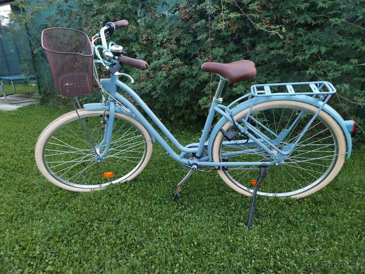 Mestský bicykel elops 520 so zníženým rámom džínovo modrý