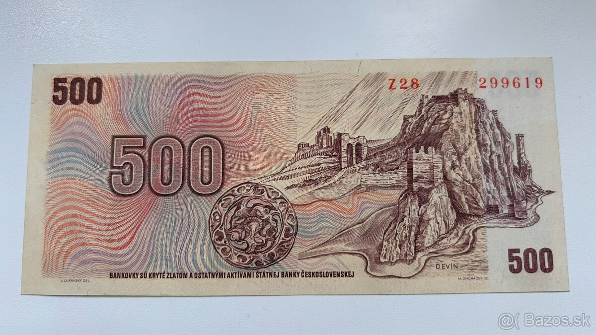 Bankovky ČSSR 500 Kčs 1971 vzácna séria Z Unc