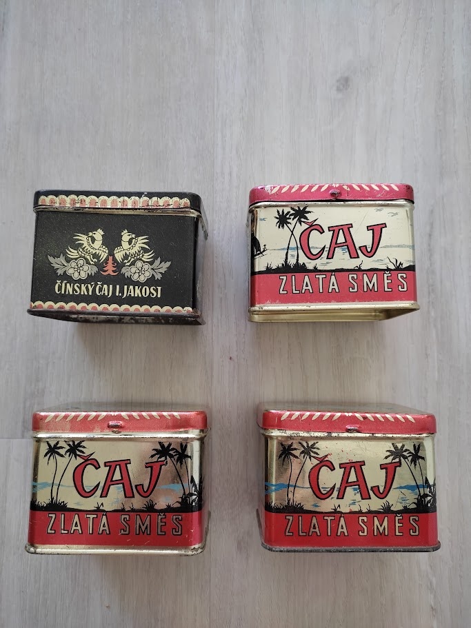 Retro plechové dózy - ČAJ a iné