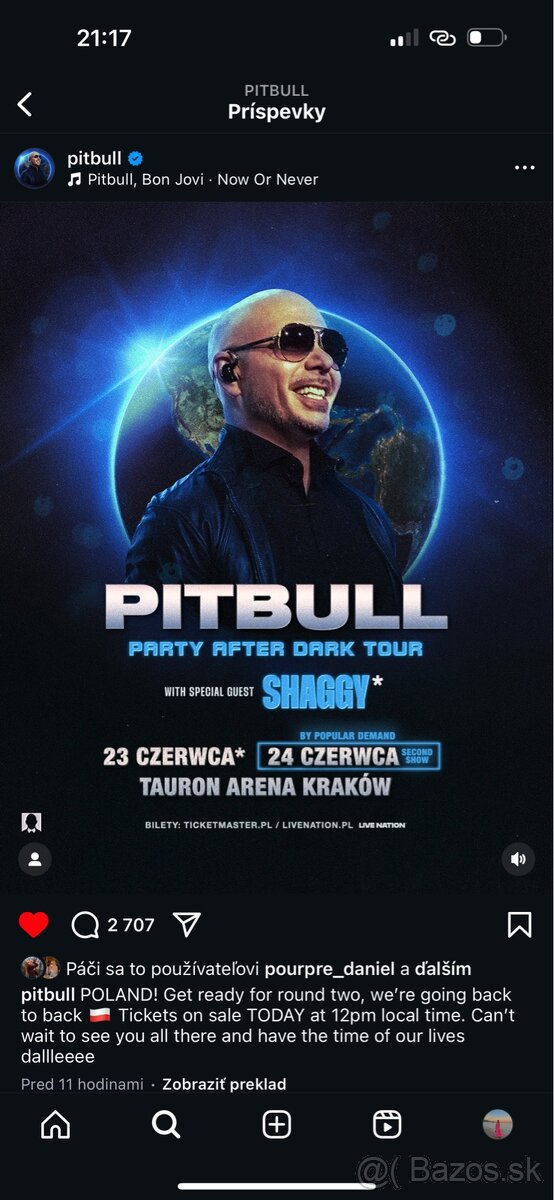 Kúpim lístky na koncert Pitbull