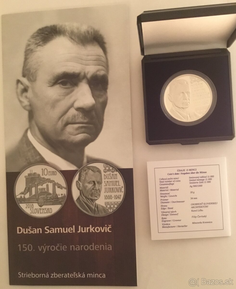 2018/10€ Dušan Samuel Jurkovič –150. výročie narodenia-PROOF