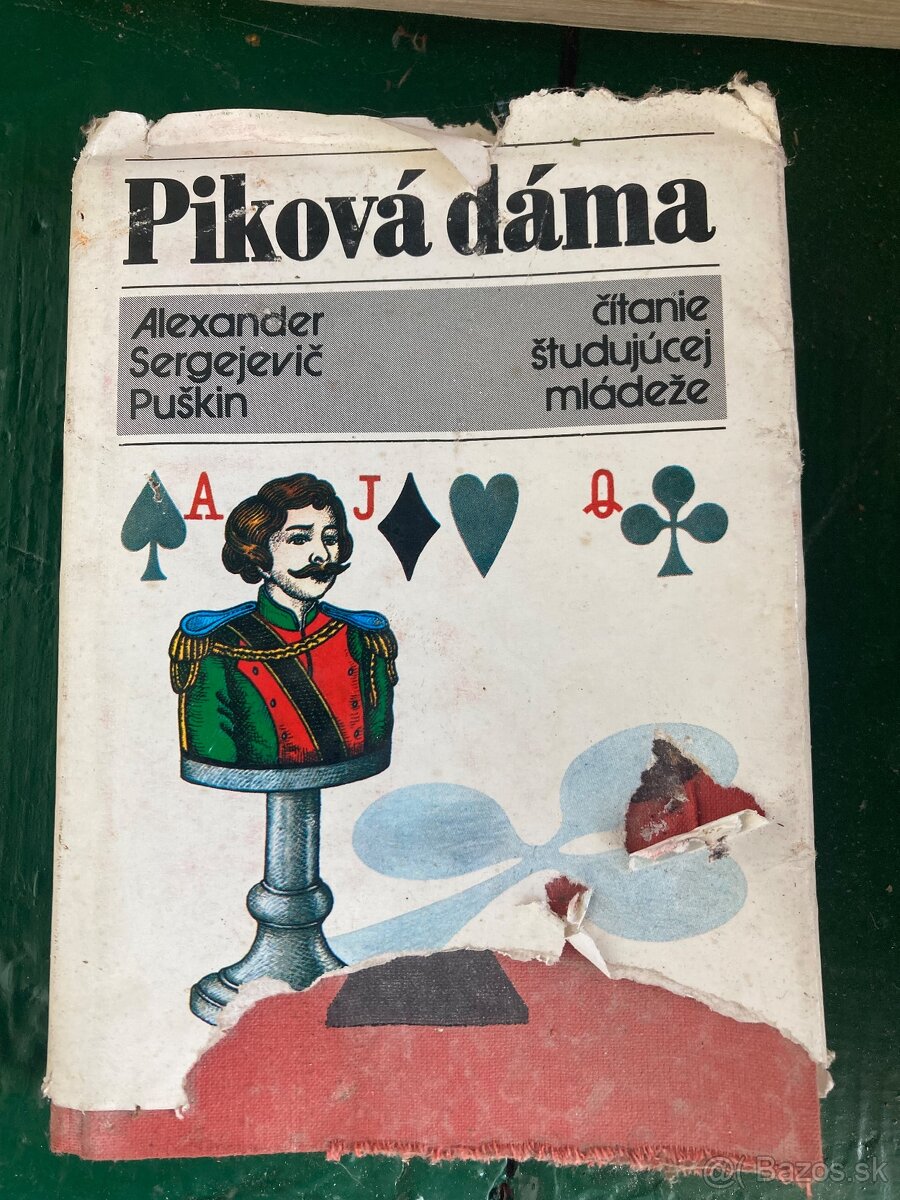 Antik knihy, retro knihy- červený kvietok, Piková dáma,a iné