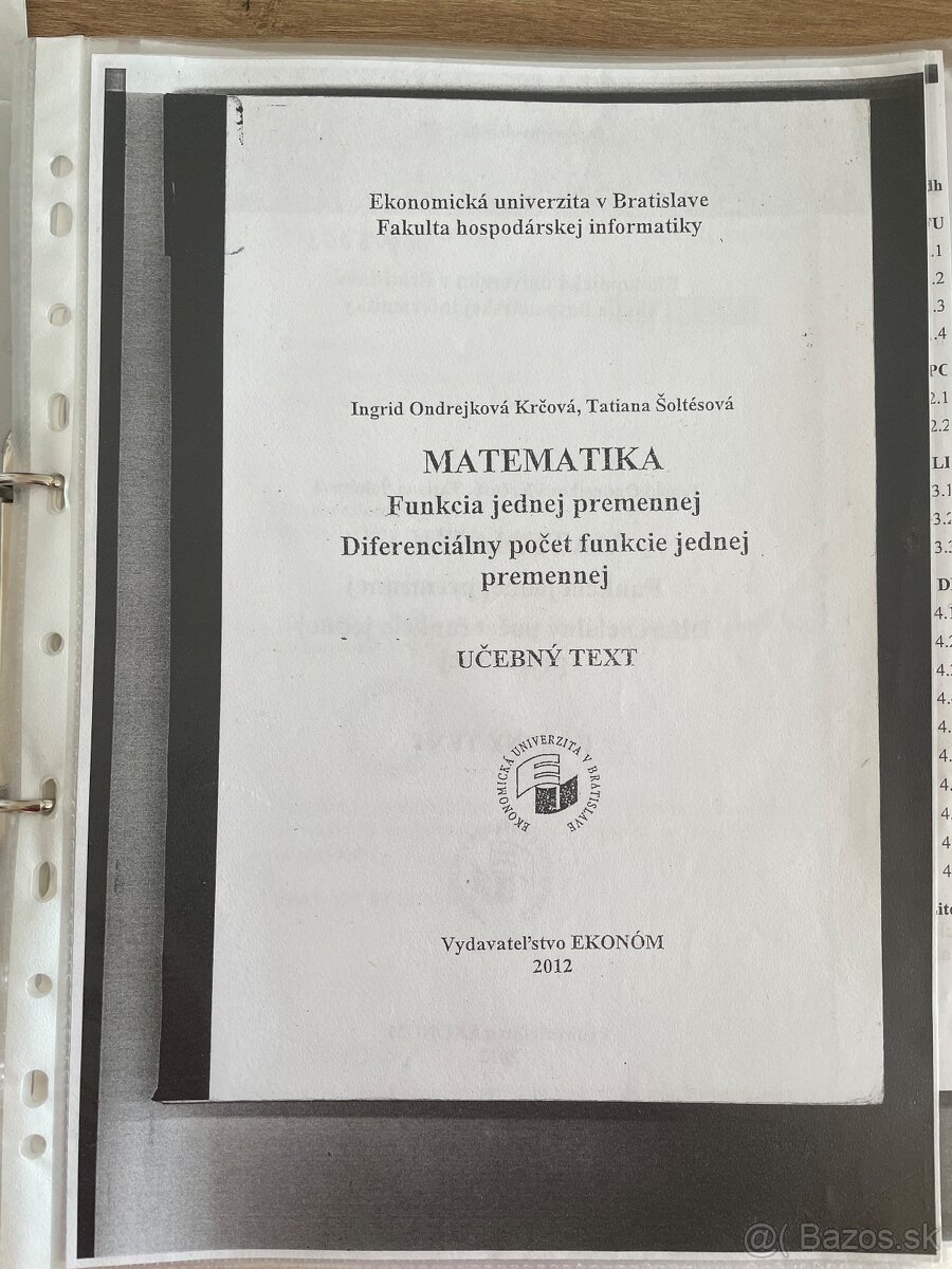 Skriptá - MATEMATIKA - Funkcia jednej premennej